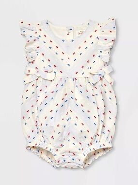 Infant Baby Cat & Jack Romper NWT Red White Blue Stars and Striped Patriotic NEW